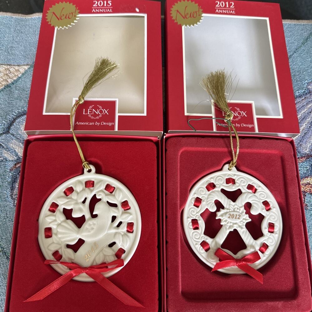 Lenox Ornaments Lot Of 2- 2012 & 2015 W/ Boxes